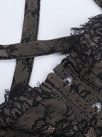 Floral Lace Corset Top For Women - Black Gothic Aesthetic Bustier - Summer Night Out Clubwear 2026