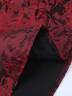 Floral Jacquard Off Shoulder Mini Dress For Women - Burgundy A Line Dress - Summer Prom Birthday Party 2026