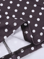 Polka Dot Women's Mini Dress - Chocolate Brown Vintage V Neck Long Sleeve Bodycon - Spring Vacation Party 2026