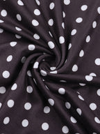 Polka Dot Women's Mini Dress - Chocolate Brown Vintage V Neck Long Sleeve Bodycon - Spring Vacation Party 2026