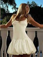 Bubble Hem Mini Dress For Women - Coquette Aesthetic Ruffle Corset Fit - Summer Beach Party Look 2026