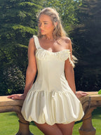 Bubble Hem Mini Dress For Women - Coquette Aesthetic Ruffle Corset Fit - Summer Beach Party Look 2026