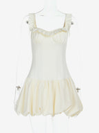 Bubble Hem Mini Dress For Women - Coquette Aesthetic Ruffle Corset Fit - Summer Beach Party Look 2026
