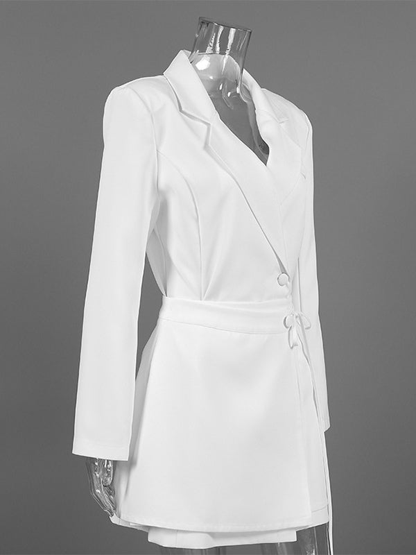 Blazer Dress For Women's Elegant Mini Dress - Wrap Tie Waist Notch Lapel Slim Fit - Spring Office Wear 2026