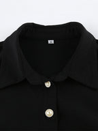 Ruched Shirt Dress Women's Chic Mini Dress - Black Lace Hem Long Sleeve Bodycon - Spring Desk-to-dinner 2026