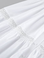Boho Tiered Maxi Dress For Women - White Lace Patchwork Square Neck Chic Sundress - Summer Beach Vacation 2026