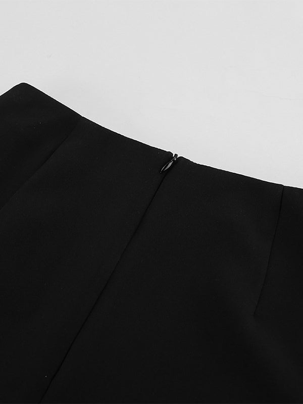 Hourglass Blazer Set For Women - Black Old Money Peplum Suit With Mini Skirt - 2026 Spring Work Event Outfit