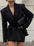 Hourglass Blazer Set For Women - Black Old Money Peplum Suit With Mini Skirt - 2026 Spring Work Event Outfit