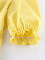 Peplum Top Maxi Skirt Set Women Elegant Two Piece Outfit - Yellow French Tie Front Puff Sleeve - Summer Beach Vacation 2026