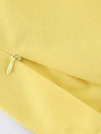 Peplum Top Maxi Skirt Set Women Elegant Two Piece Outfit - Yellow French Tie Front Puff Sleeve - Summer Beach Vacation 2026