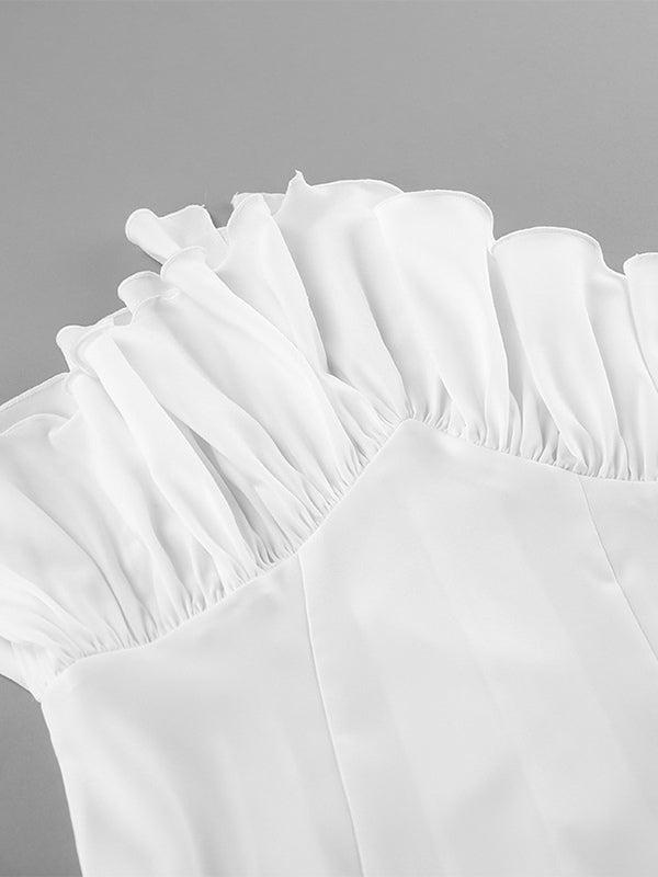 Peplum Blouse Women's Elegant White Top - Halter V Neck Lantern Sleeve Slim Fit - Spring Desk-to-Dinner 2026