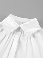 Satin Bell Sleeve Blouse Women Elegant Shirt - White Silk Like Flare Cuff Button Down - Spring Desk-to-Dinner 2026