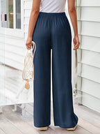 Wide Leg Trousers For Women - Casual Flowy Drawstring Elastic Waist Pants - Summer Beach Vacation 2026