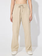 Wide Leg Trousers For Women - Casual Flowy Drawstring Elastic Waist Pants - Summer Beach Vacation 2026