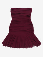 Tube Mini Dress For Women - Ruched Mesh Hem Slit Bodycon Dress - Summer Night Out Clubwear 2026