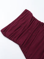 Tube Mini Dress For Women - Ruched Mesh Hem Slit Bodycon Dress - Summer Night Out Clubwear 2026