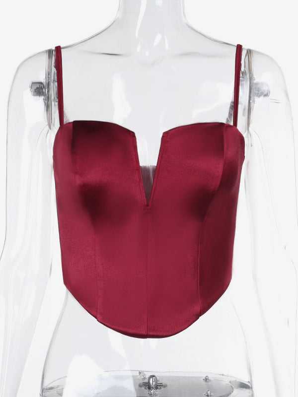 Corset Top For Women - Satin Deep V Neck Bustier Camisole - Summer Night Out Club Party 2026