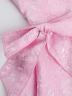 Halter Neck Jacquard Mini Dress For Women - Backless A-line Skater Dress With Big Bows - Summer Birthday Party 2026