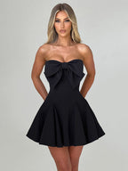 Coquette Bow Dress For Women - Strapless Sweetheart A Line Mini Dress - Summer Birthday Party 2026
