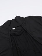 Backless Maxi Dress For Women - Butterfly Detail Mock Neck Black Bodycon Long Dress - Summer Night Out Clubwear 2026
