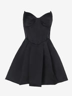 Corset Coquette Satin Dress For Women - Black Gothic Sweetheart Boned Sleeveless A Line Dress - Summer Birthday Party 2026
