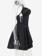 Corset Coquette Satin Dress For Women - Black Gothic Sweetheart Boned Sleeveless A Line Dress - Summer Birthday Party 2026