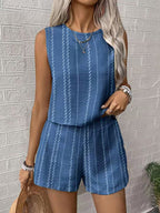 Boho Stripe Women 2 Piece Set - Sleeveless Tank & Casual Shorts Co-ord - Summer Beach Vacation 2026
