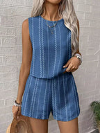 Boho Stripe Women 2 Piece Set - Sleeveless Tank & Casual Shorts Co-ord - Summer Beach Vacation 2026
