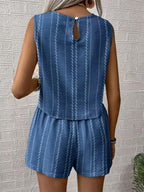 Boho Stripe Women 2 Piece Set - Sleeveless Tank & Casual Shorts Co-ord - Summer Beach Vacation 2026