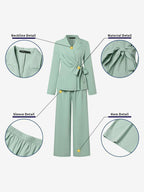 Elegant Wrap Blazer Women 2 Piece Set - Slim Fit Tie Waist Wide Leg Pantsuit - Spring Business Casual 2026
