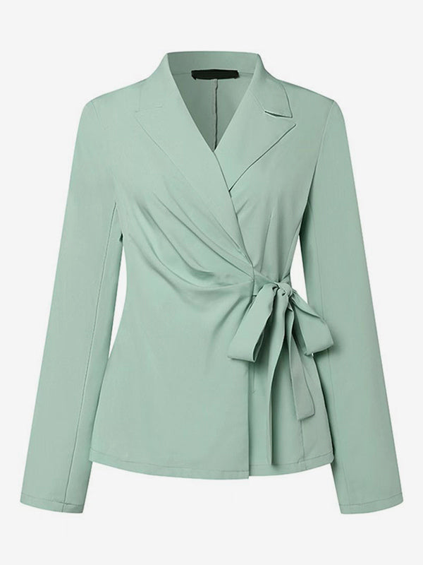 Elegant Wrap Blazer Women 2 Piece Set - Slim Fit Tie Waist Wide Leg Pantsuit - Spring Business Casual 2026