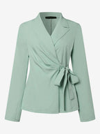 Elegant Wrap Blazer Women 2 Piece Set - Slim Fit Tie Waist Wide Leg Pantsuit - Spring Business Casual 2026