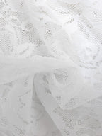 Sheer Lace Ruffle Maxi Slip Dress For Women - White Sexy High-Low Hem Spaghetti Strap Bodycon Gown - Summer Gala Party 2026