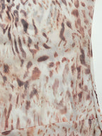 Leopard Print Mesh Mini Dress For Women - Mock Neck Long Sleeve Draped Train Bodycon - Spring Night Out Club Party 2026