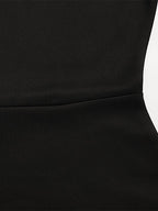 Lace Trim Keyhole Mini Dress For Women - Black Elegant High Neck Short Sleeve A-Line Dress - Spring Birthday Party 2026