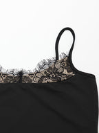 Lace Trim Slip Dress For Women - Black Y2K Aesthetic Sleeveless Bodycon Mini Dress - Summer Night Out Partywear 2026