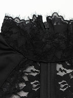 Sheer Lace Cut Out Bodycon Dress For Women - Black Gothic Chic Ruched Mini Sheath Dress - Summer Night Out Party 2026