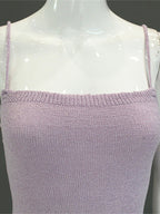 Backless Knitted Slip Dress For Women - Lace Up Ribbed Side Slit Midi Bodycon - Summer Beach Vacation 2026