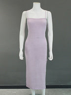 Backless Knitted Slip Dress For Women - Lace Up Ribbed Side Slit Midi Bodycon - Summer Beach Vacation 2026