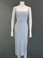 Backless Knitted Slip Dress For Women - Lace Up Ribbed Side Slit Midi Bodycon - Summer Beach Vacation 2026