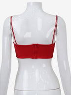 Heart Shaped Crop Top For Women - Red Rhinestone Y2K Aesthetic Cami - Summer Music Festival Club 2026