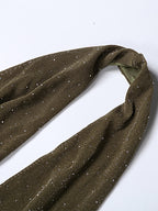 Halter Deep V Neck Maxi Dress For Women - Olive Green Glitter High Slit Backless Sheer Gown - Summer Night Out Club Party 2026