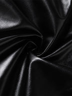 Faux Leather Crop Top For Women - Black Sexy Cutout Mock Neck Short Sleeve Top - Summer Rave Clubwear 2026