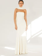 Minimalist Scarf Neck Strapless Dress For Women - Elegant Mermaid Maxi Gown - Spring Formal Evening Gala 2026
