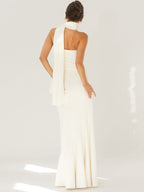 Minimalist Scarf Neck Strapless Dress For Women - Elegant Mermaid Maxi Gown - Spring Formal Evening Gala 2026