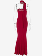 Minimalist Scarf Neck Strapless Dress For Women - Elegant Mermaid Maxi Gown - Spring Formal Evening Gala 2026