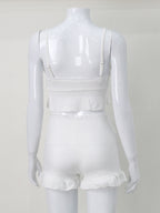White Lace Trim Coquette 2 Piece Set For Women - Cami & Short Loungewear - Summer Beach Casual 2026