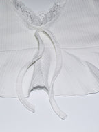 White Lace Trim Coquette 2 Piece Set For Women - Cami & Short Loungewear - Summer Beach Casual 2026