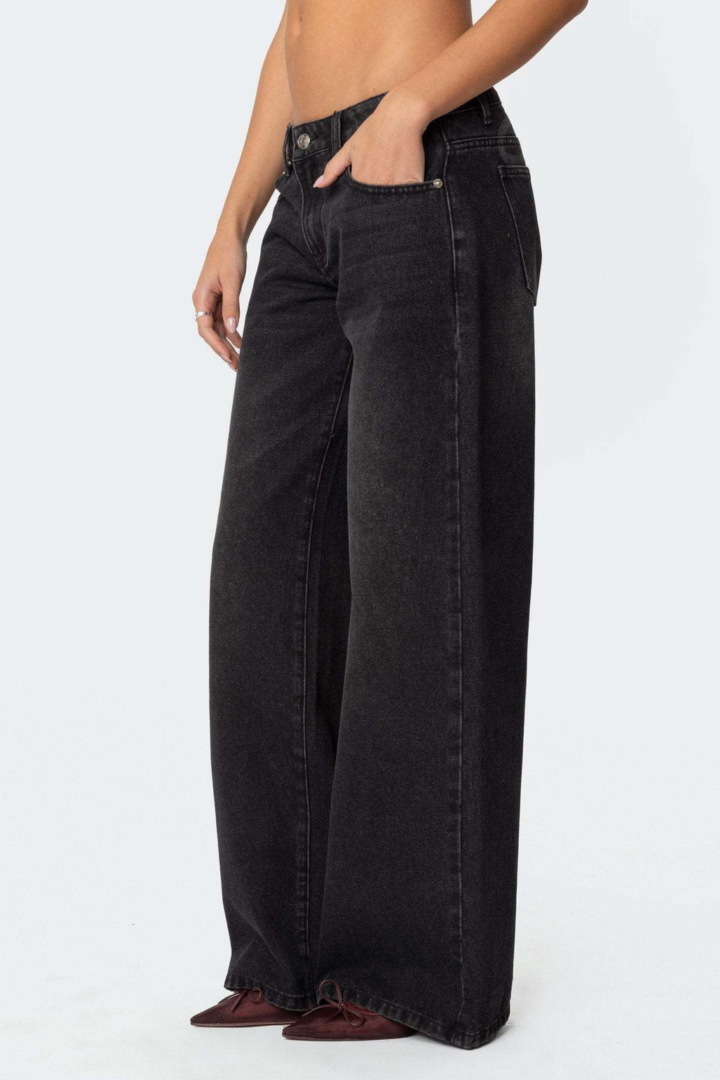 Low Rise Wide Leg Baggy Jeans For Women - Medium Wash Vintage Y2K Loose Fit Denim - Summer Casual Streetwear 2026