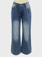 Low Rise Wide Leg Baggy Jeans For Women - Medium Wash Vintage Y2K Loose Fit Denim - Summer Casual Streetwear 2026